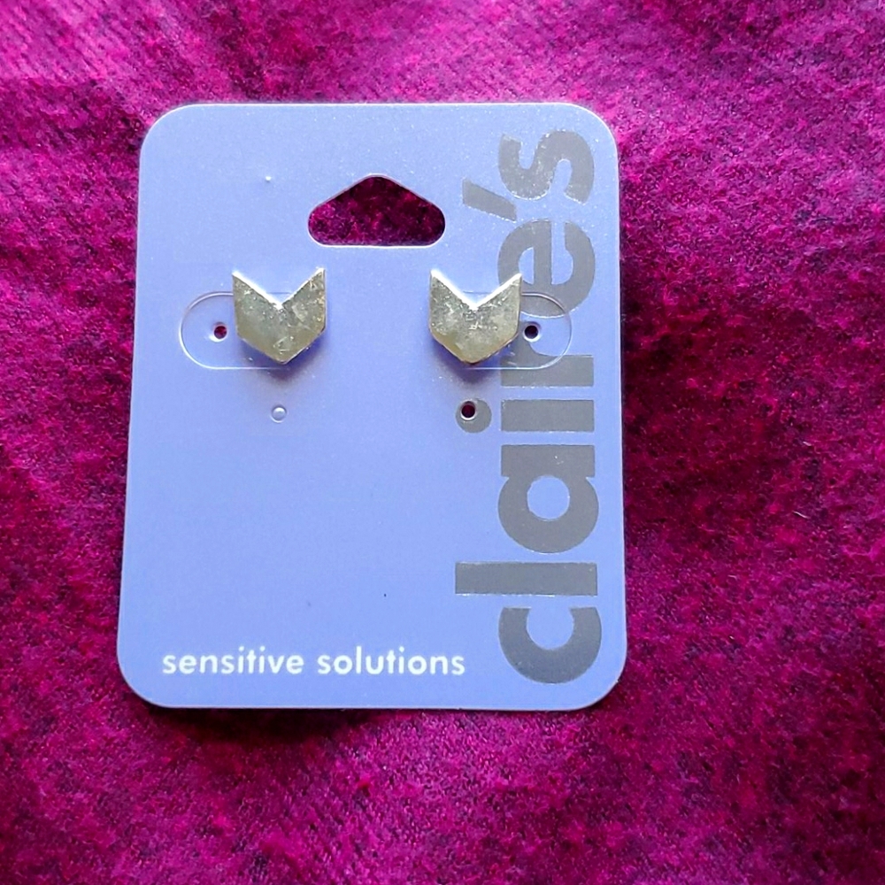 Claire's Silver Chevron Earrings